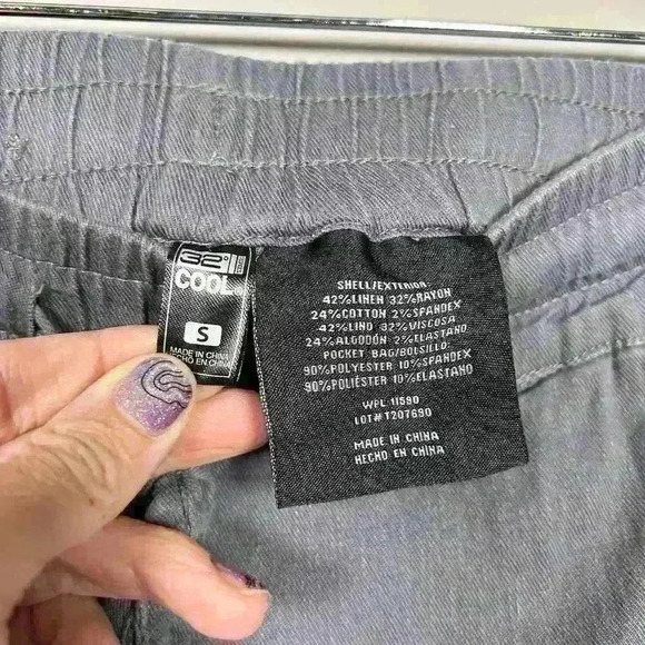 32 DEGREES Linen Blend Relaxed Lightweight Pant Gray Pull On Elastic Women S - Picture 9 of 9